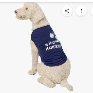 nwt MERRY & BRIGHT DOG CAT HOLIDAY HAPPY HANUKKAH SHIRT BLUE SMALL